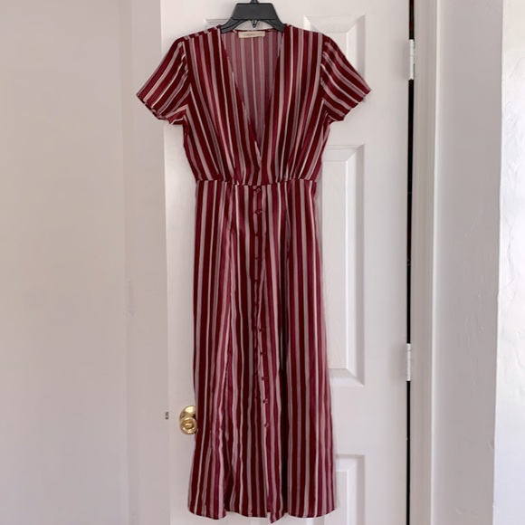 Rokoko burgundy stripe midi dress. Size S - Picture 3 of 9